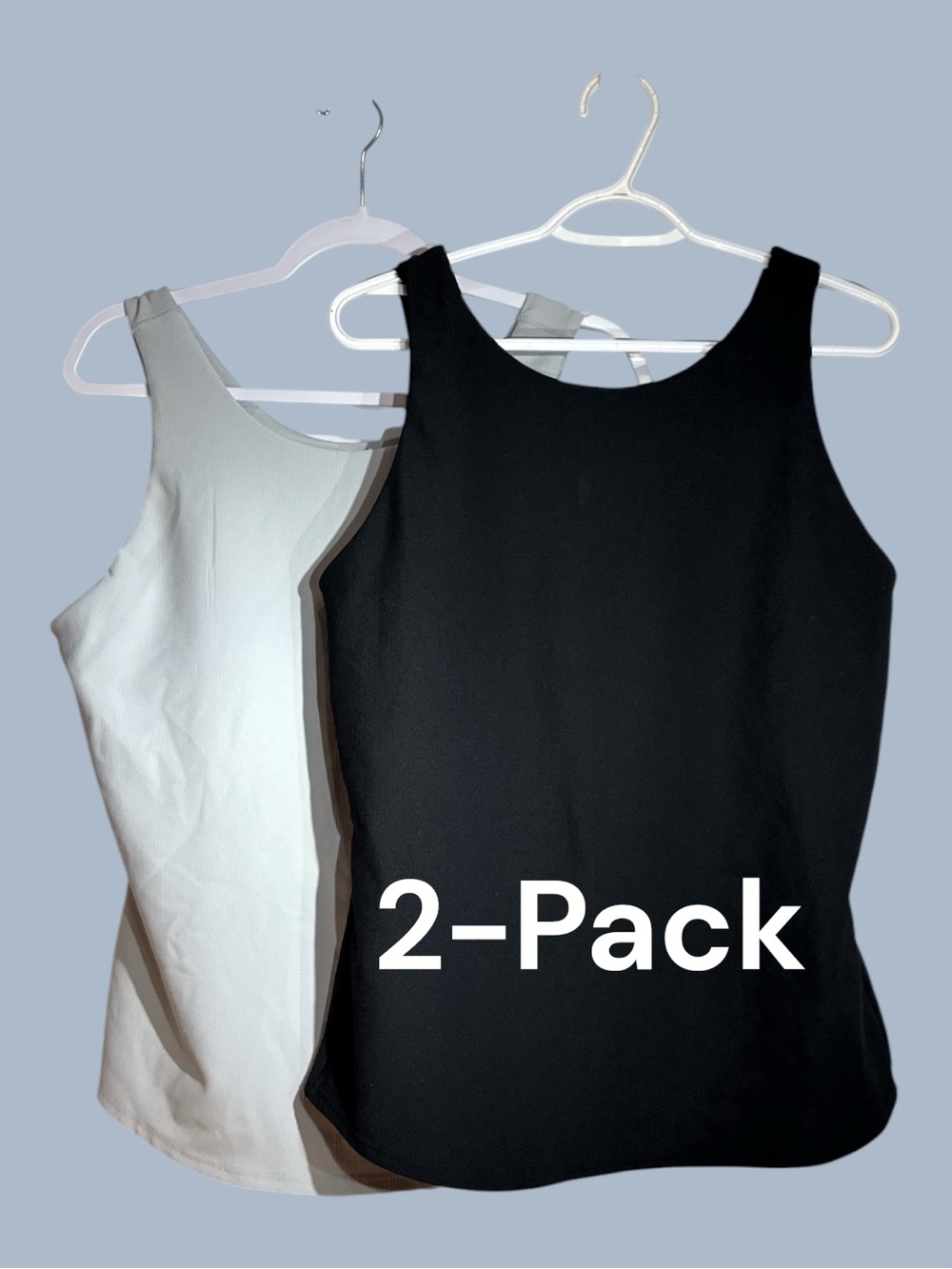32 Degree Cool Ribbed Tank Tops with Built-in Bra, 2-Pack - Gray & Blk Size XL